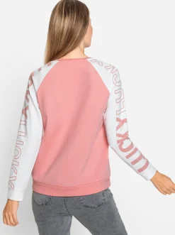 Pullover|Shirts|heine Langarmshirt mit Statement-Print rosenquarz