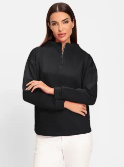 Shirts|heine Langarmshirt mit Stehkragen schwarz