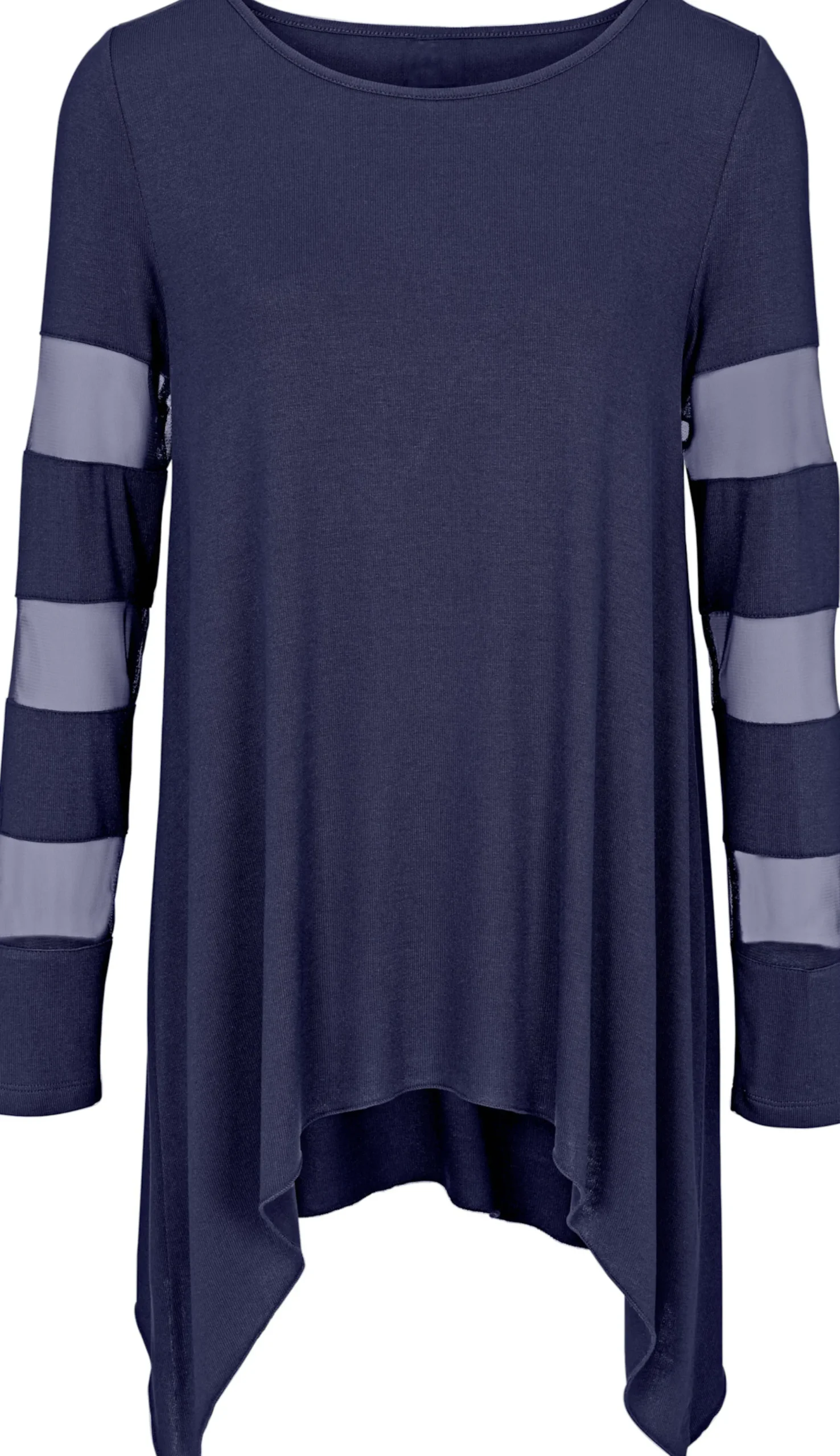 Shirts|heine Langarmshirt mit transparenten Einsätzen nachtblau