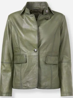 Ledershop|Blazer|heine Lederblazer khaki