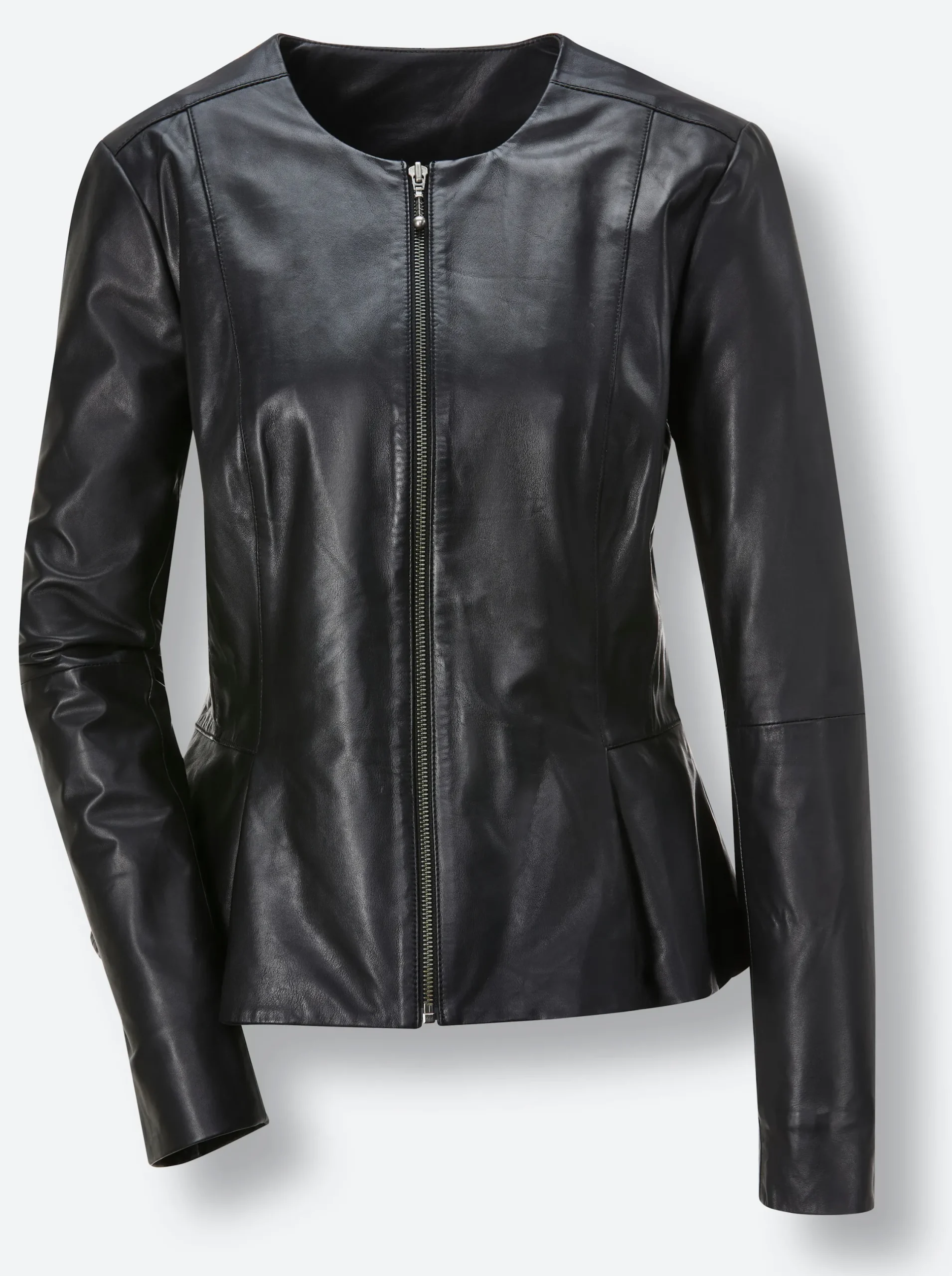 Ledershop|Blazer| Lederblazer mit Schößchen schwarz