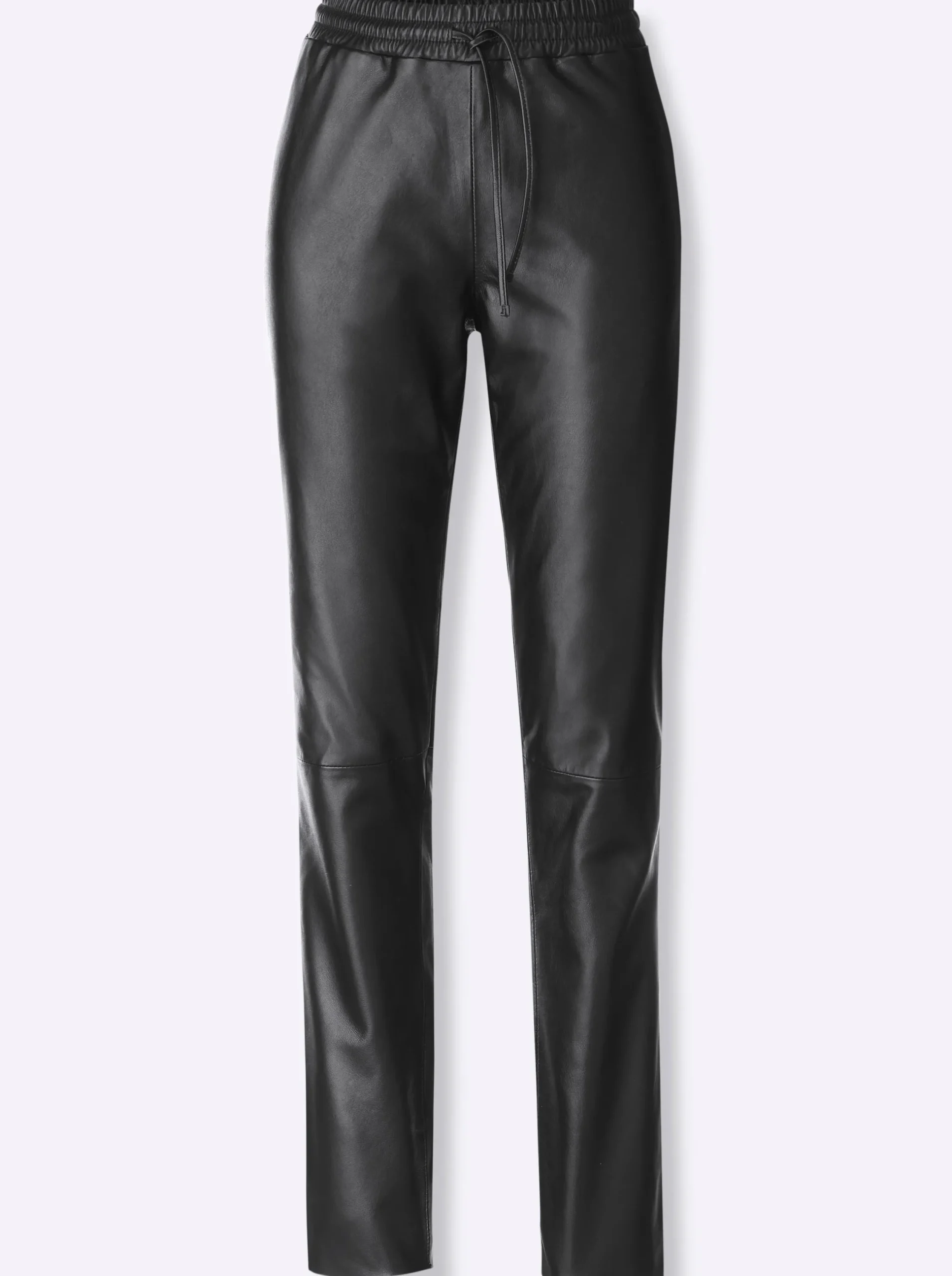 Ledershop| Lederhose mit Rundum-Dehnbund, Lamnappa-Leder schwarz