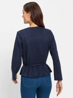 Blazer|heine Lederimitat-Blazer mit Schößchen marine