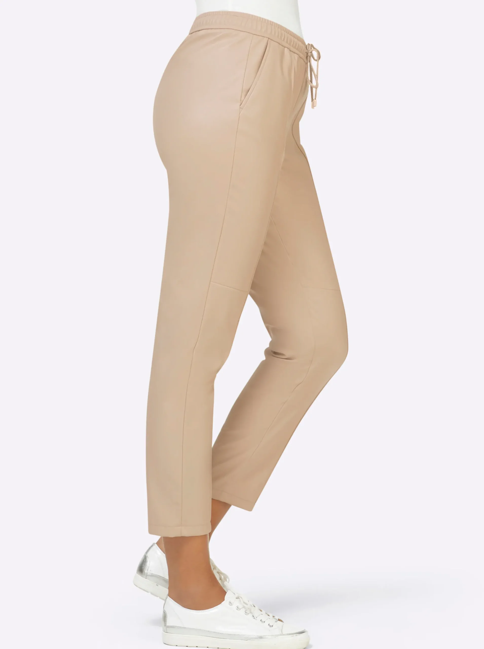 Lederimitat|Hosen| Lederimitathose beige