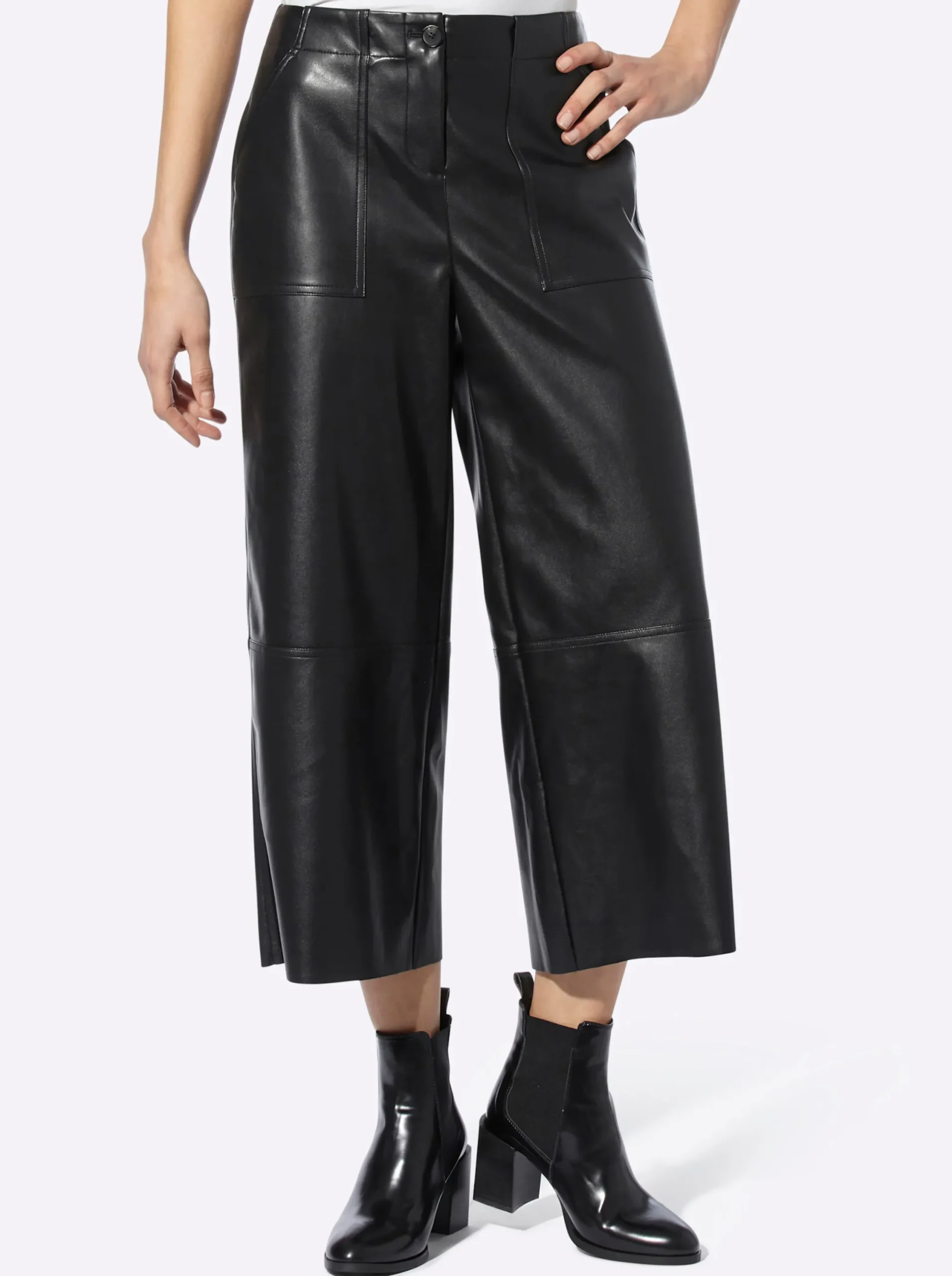 Lederimitat|heine Lederimitathose im Culotte-Style schwarz
