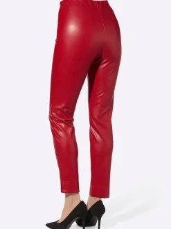 Lederimitat| Lederimitathose in schmaler Schnittform rot