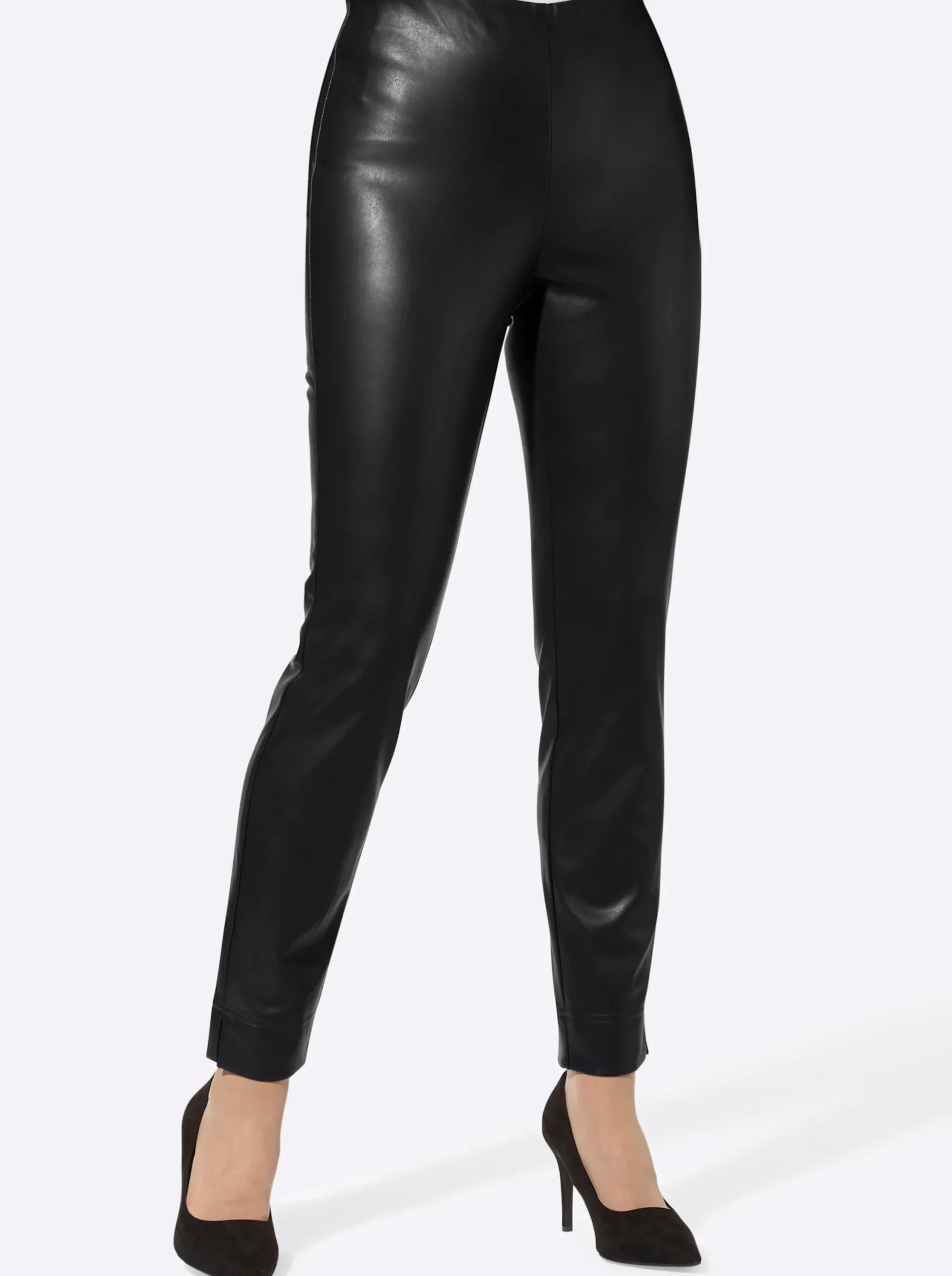 Lederimitat|Hosen| Lederimitathose in schmaler Schnittform schwarz