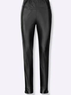 Hosen| Lederimitathose mit breitem Elastik-Bund schwarz
