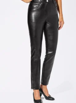 Lederimitat| Lederimitathose mit leichtem Glanz schwarz