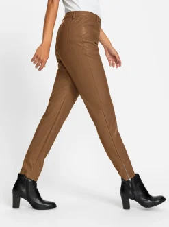 Lederimitat|Hosen| Lederimitathose mit leichtem Glanz braun