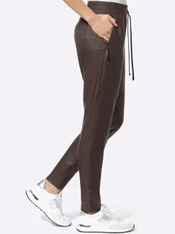 Lederimitat|Hosen|heine Lederimitathose mit Rundum-Dehnbund schoko