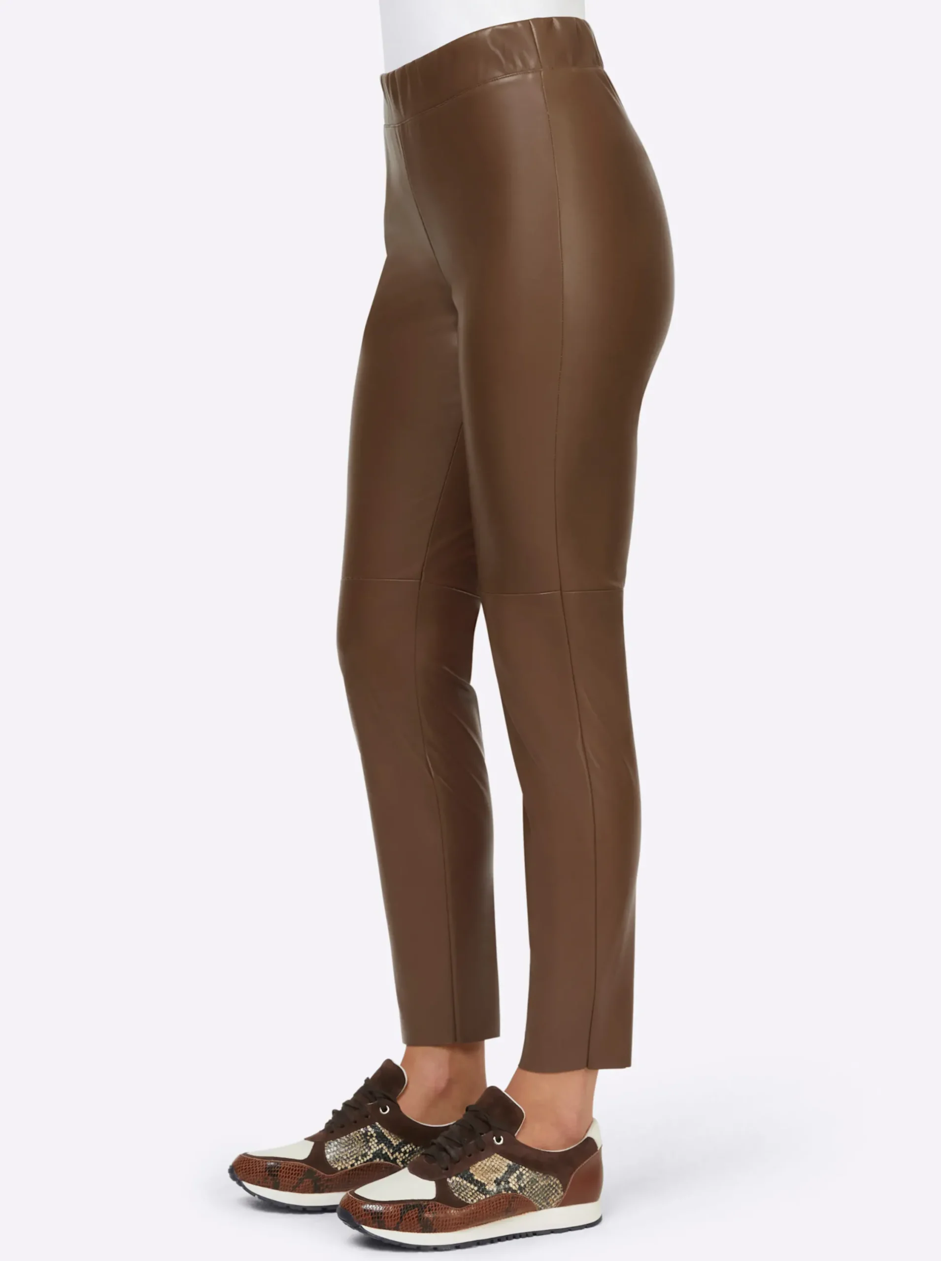 Lederimitat|heine Lederimitat-Leggings braun