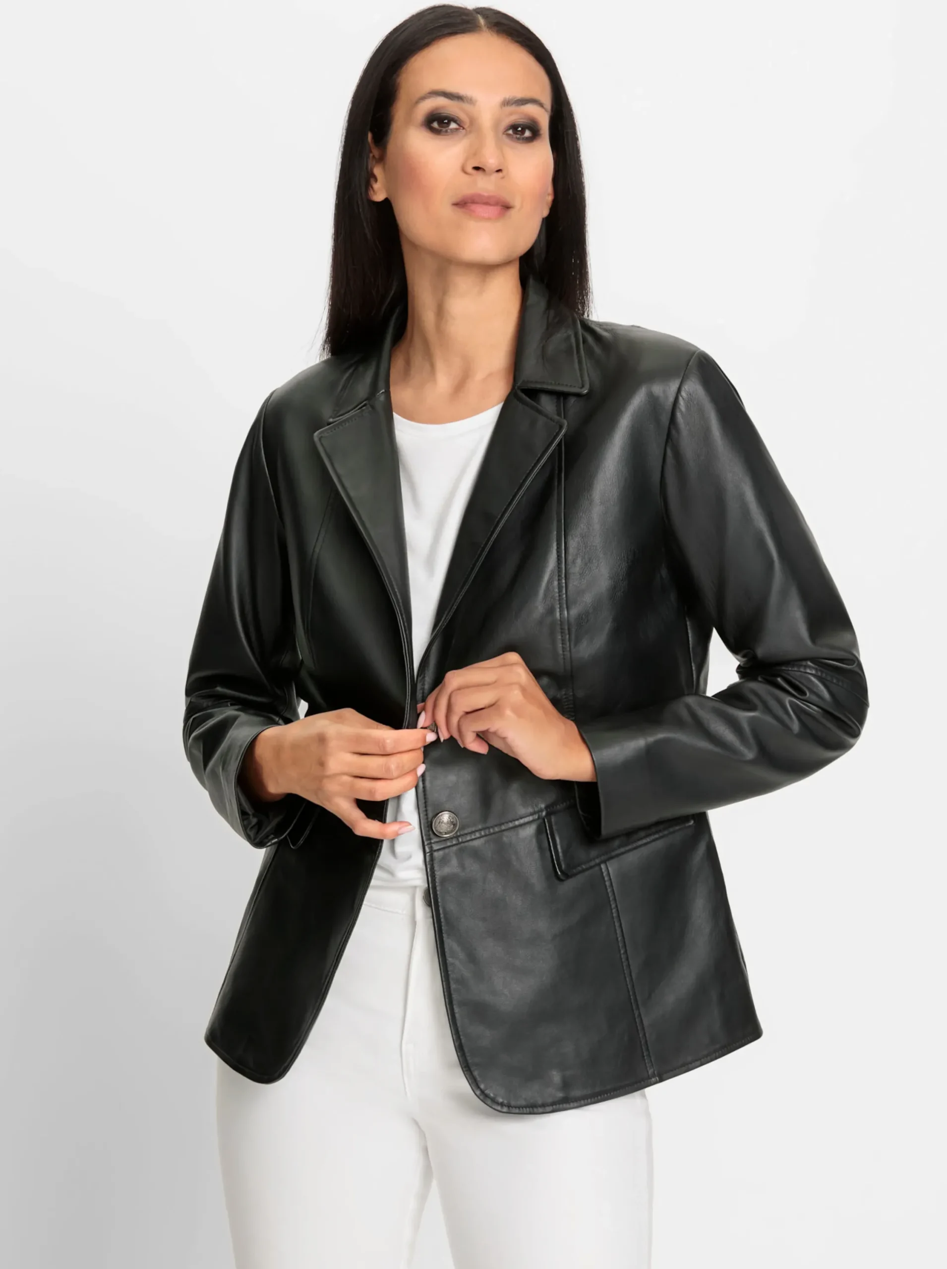 Jacken|heine Leder-Jacke schwarz