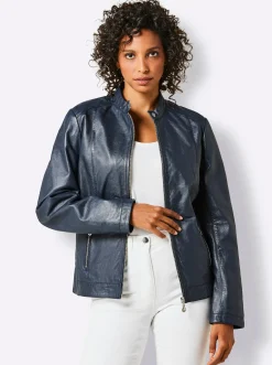 Jacken|CREATION L PREMIUM Lederjacke dunkelblau