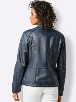 Jacken|CREATION L PREMIUM Lederjacke dunkelblau