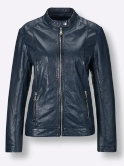 Jacken|CREATION L PREMIUM Lederjacke dunkelblau
