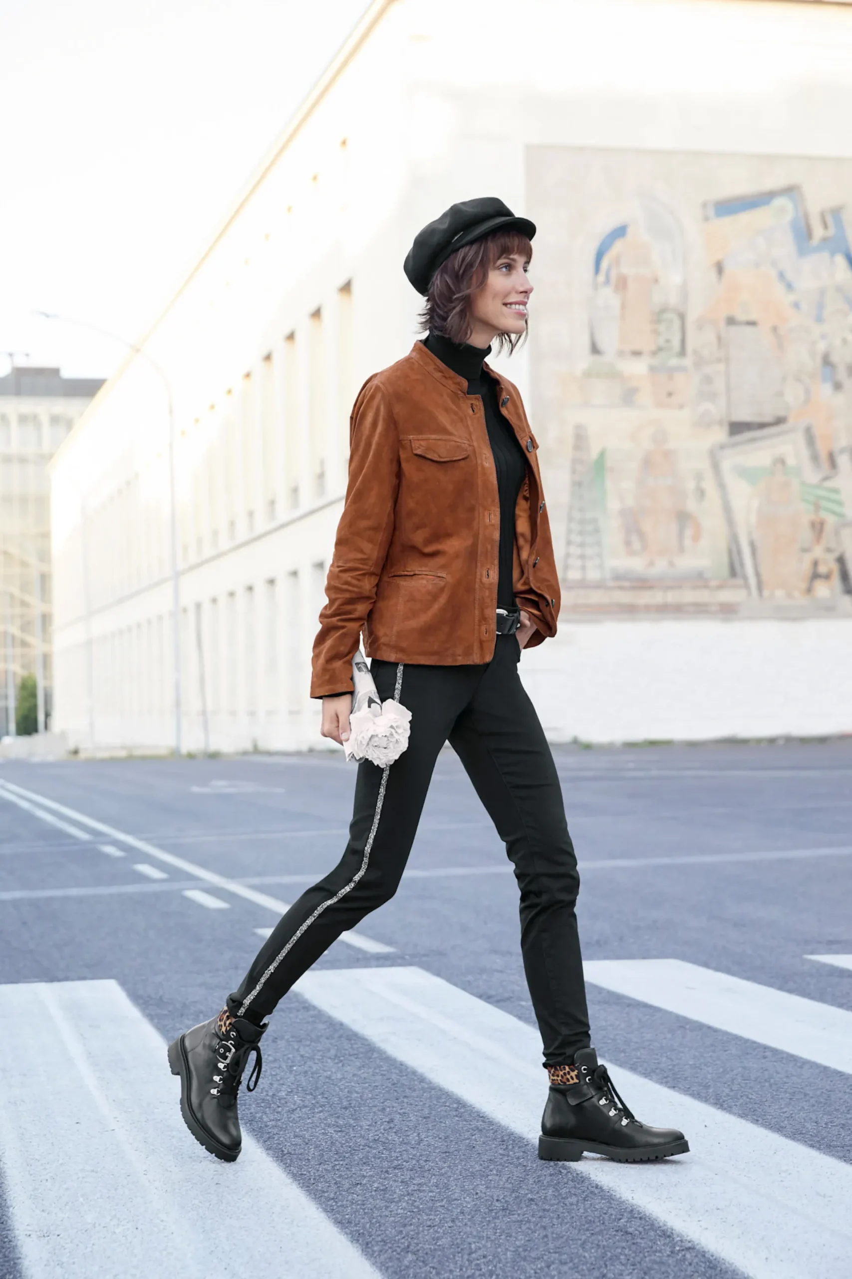 Jacken|heine Lederjacke aus hochwertigem Veloursleder cognac