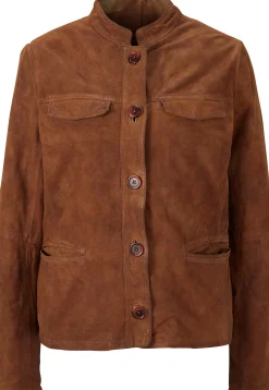 Jacken|heine Lederjacke aus hochwertigem Veloursleder cognac