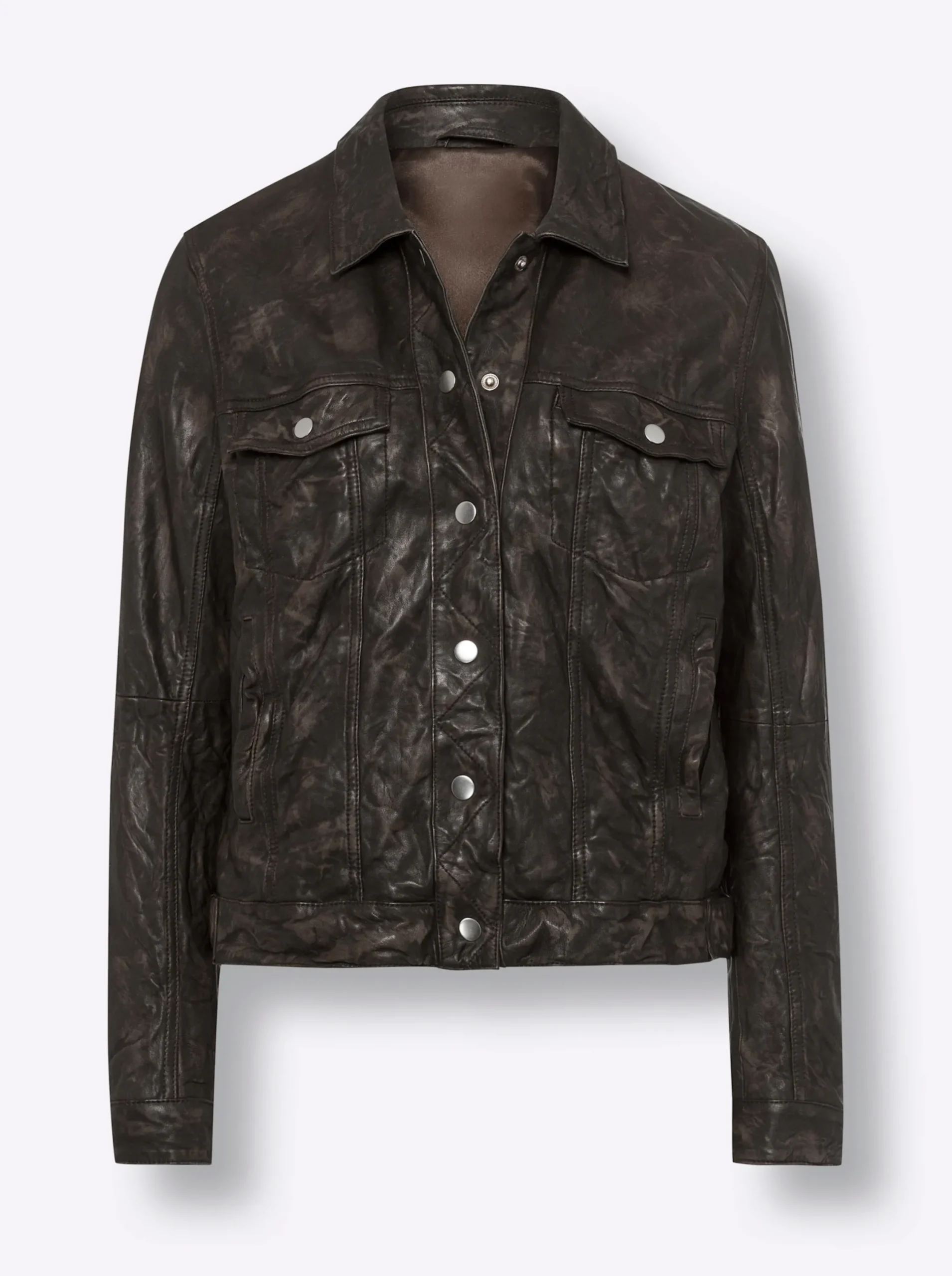 Jacken|heine Lederjacke in Crash-Optik taupe