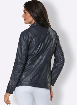 Jacken| Lederjacke mit Reißverschluss-Innentasche marine