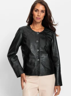 Ledershop|heine Lederjacke mit Schmuckknöpfen schwarz