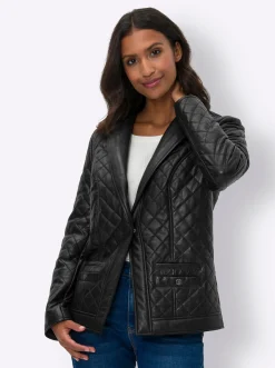 Jacken|heine Lederjacke mit Steppmuster schwarz