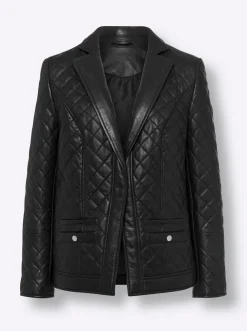 Jacken|heine Lederjacke mit Steppmuster schwarz
