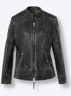 Ledershop|Jacken|heine Lederjacke mit 2-Wege-Reißverschluss marine