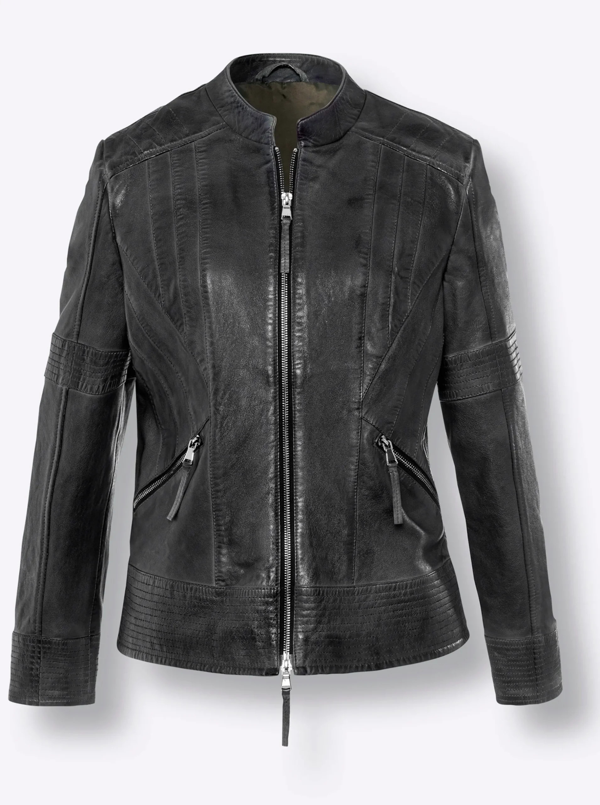 Ledershop|Jacken|heine Lederjacke mit 2-Wege-Reißverschluss marine
