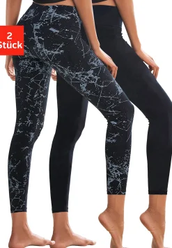 Hosen|H.I.S Leggings schwarz-bedruckt,schwarz-uni