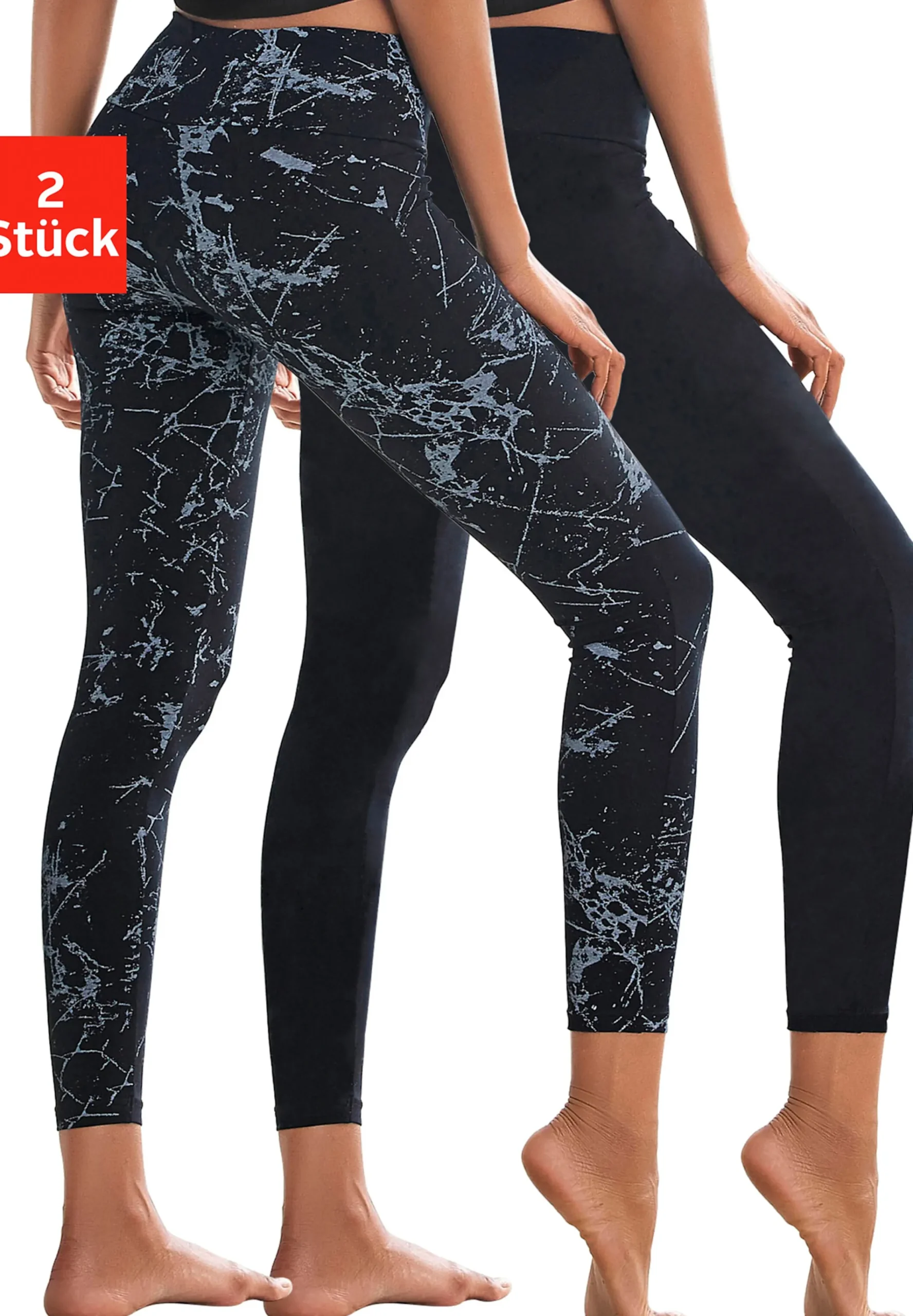 Hosen|H.I.S Leggings schwarz-bedruckt,schwarz-uni
