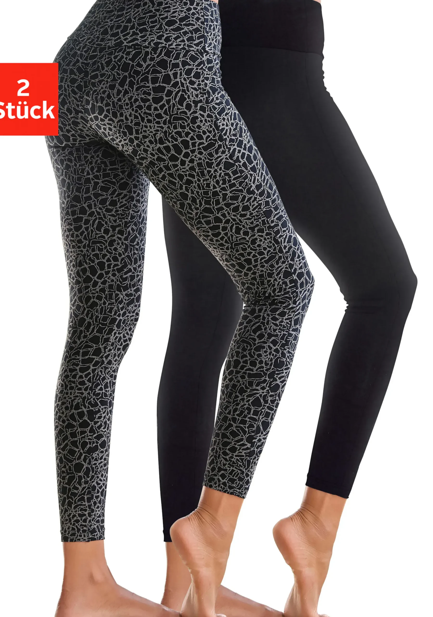 Hosen|H.I.S Leggings schwarz-bedruckt,schwarz-uni