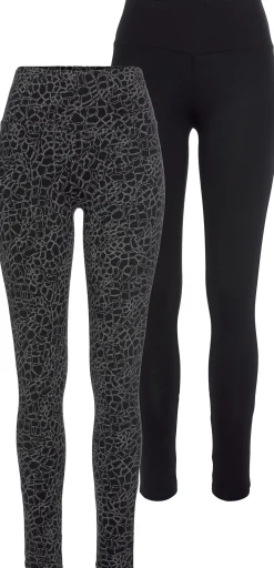 Hosen|H.I.S Leggings schwarz-bedruckt,schwarz-uni