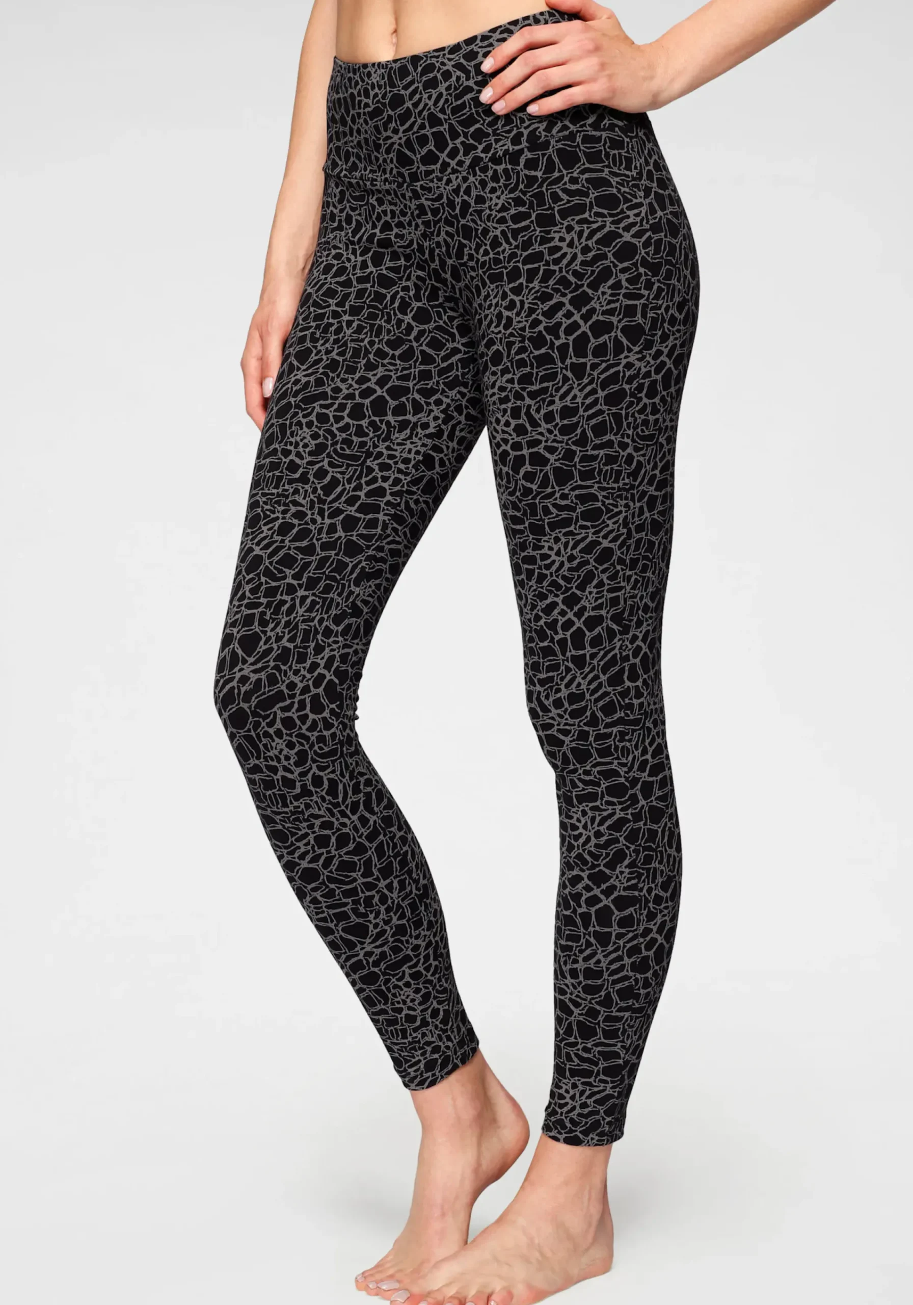 Hosen|H.I.S Leggings schwarz-bedruckt,schwarz-uni