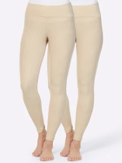 Hosen|wäschepur Leggings hinten höher geschnitten sand