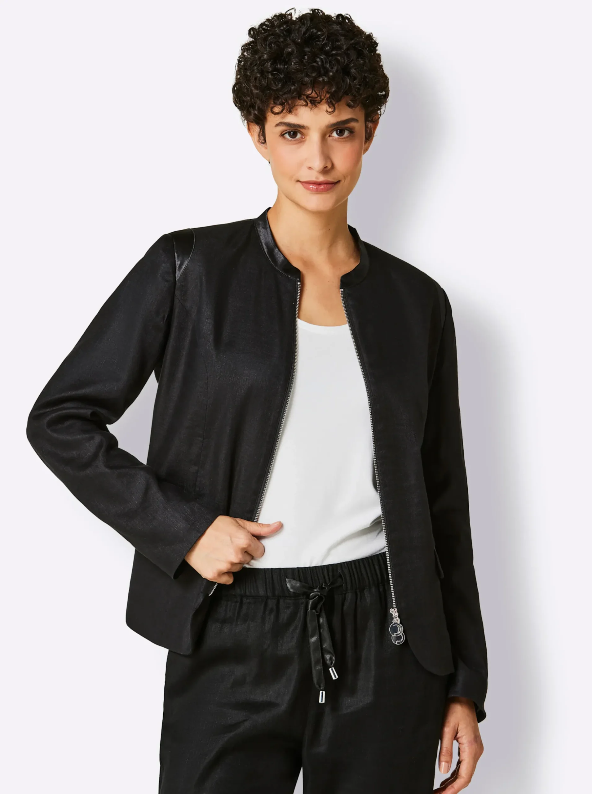 Blazer|CREATION L PREMIUM Leinenblazer schwarz