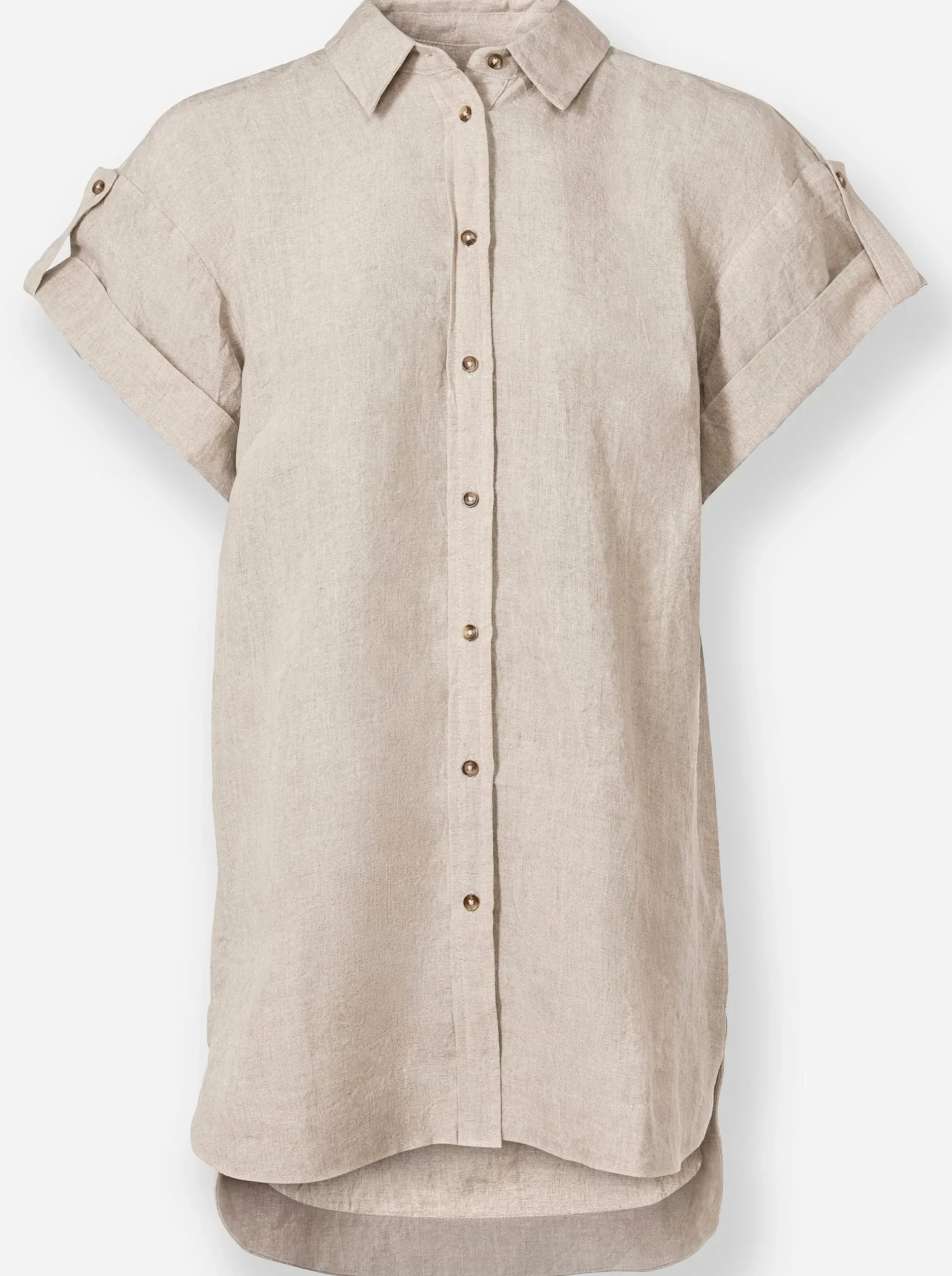 Blusen|heine Leinenbluse mit Seitenschlitzen sand-meliert