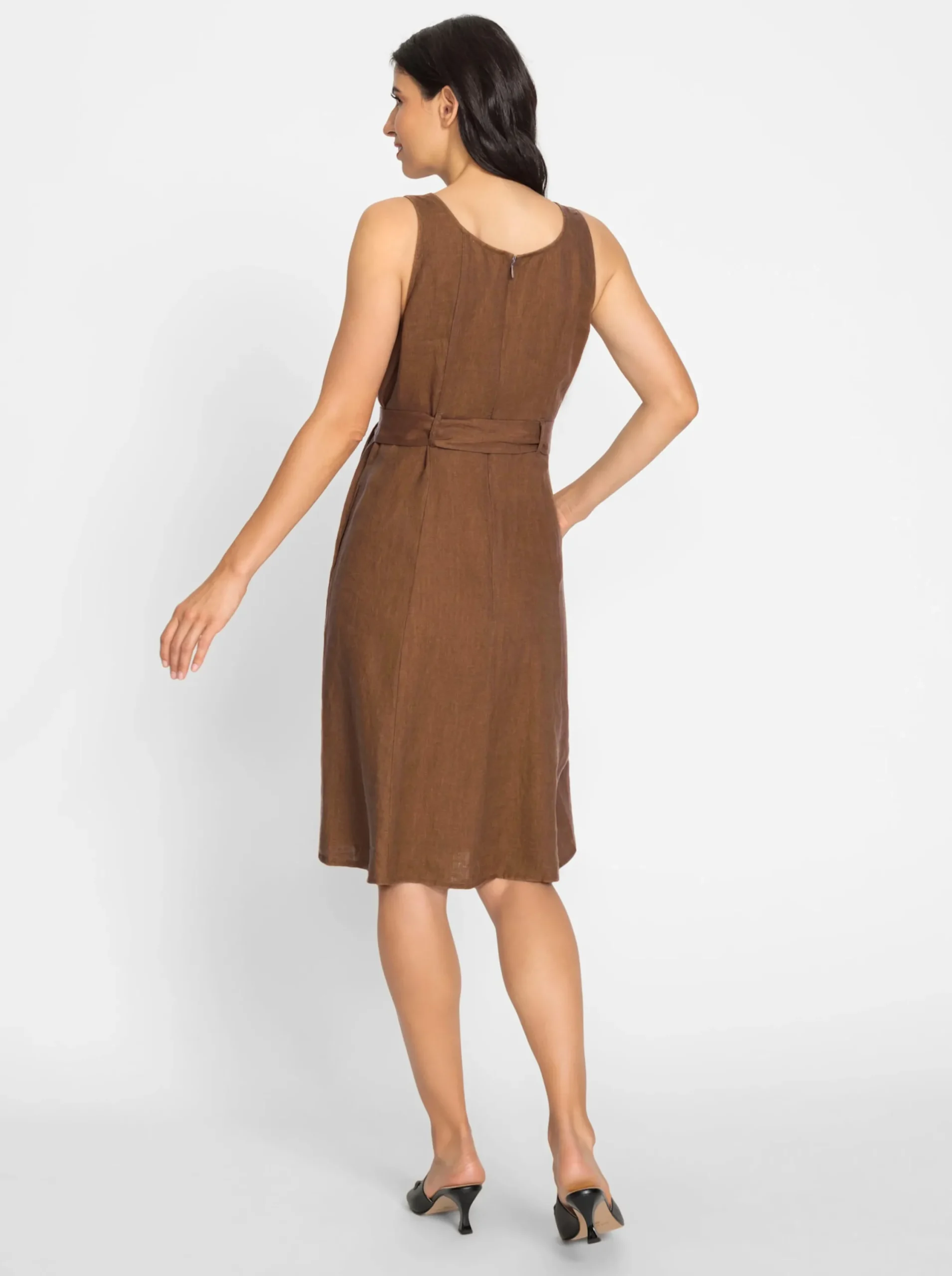 Kleider|heine Leinenkleid braun