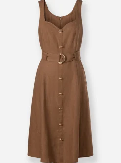 Kleider|heine Leinenkleid braun