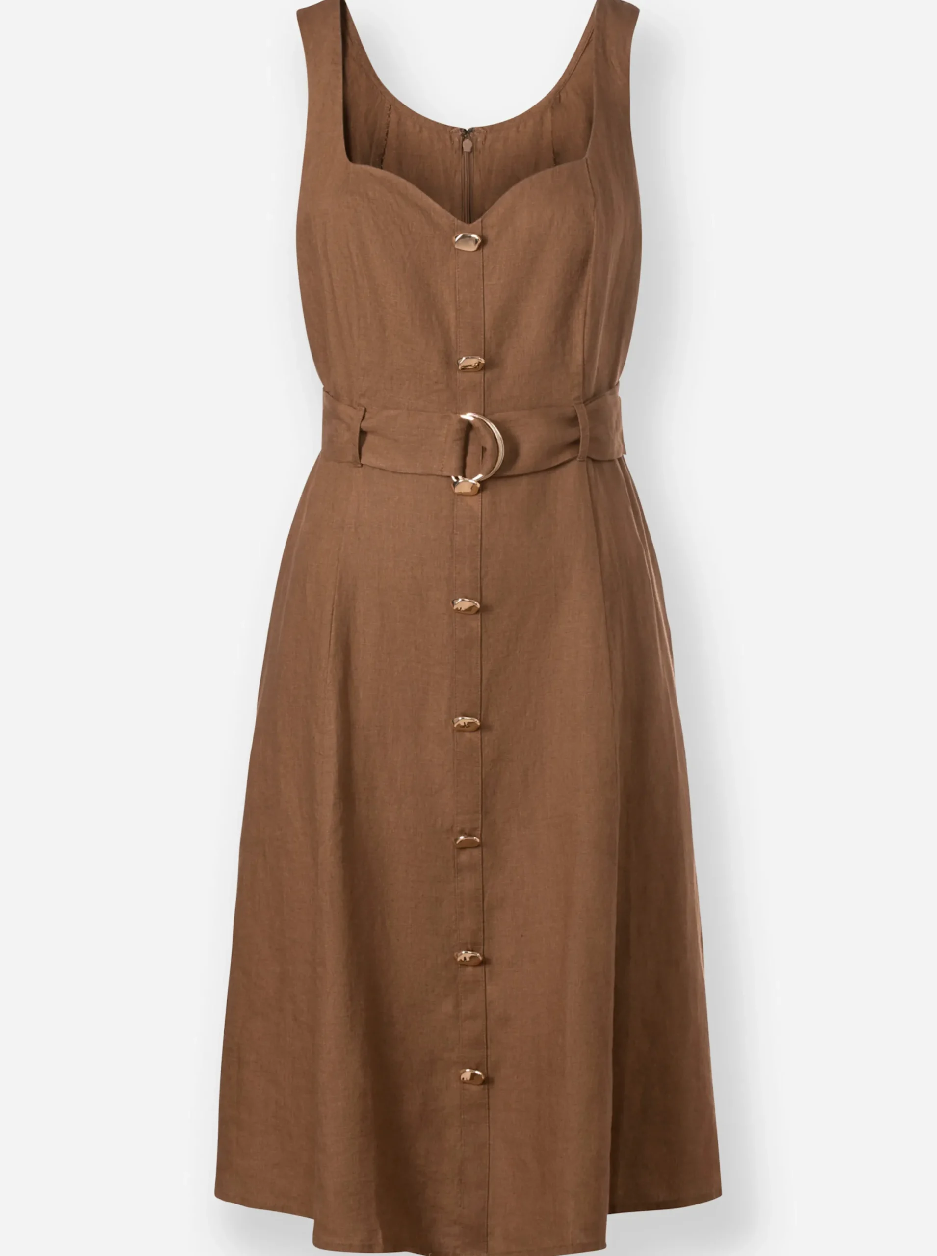 Kleider|heine Leinenkleid braun