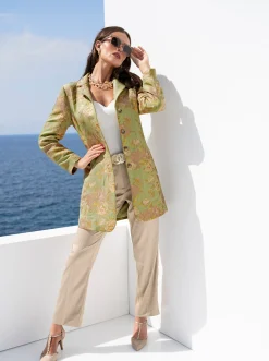 Blazer|heine Longblazer lindgrün-champagner-gemustert