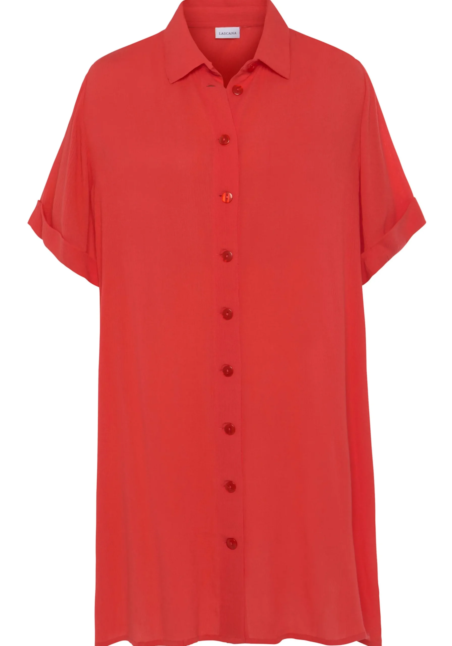 Blusen|LASCANA Longbluse korallrot