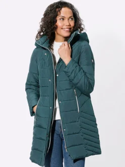 Jacken| Longjacke im Steppmuster-Mix petrol
