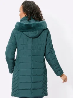 Jacken| Longjacke im Steppmuster-Mix petrol