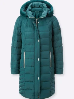 Jacken| Longjacke im Steppmuster-Mix petrol