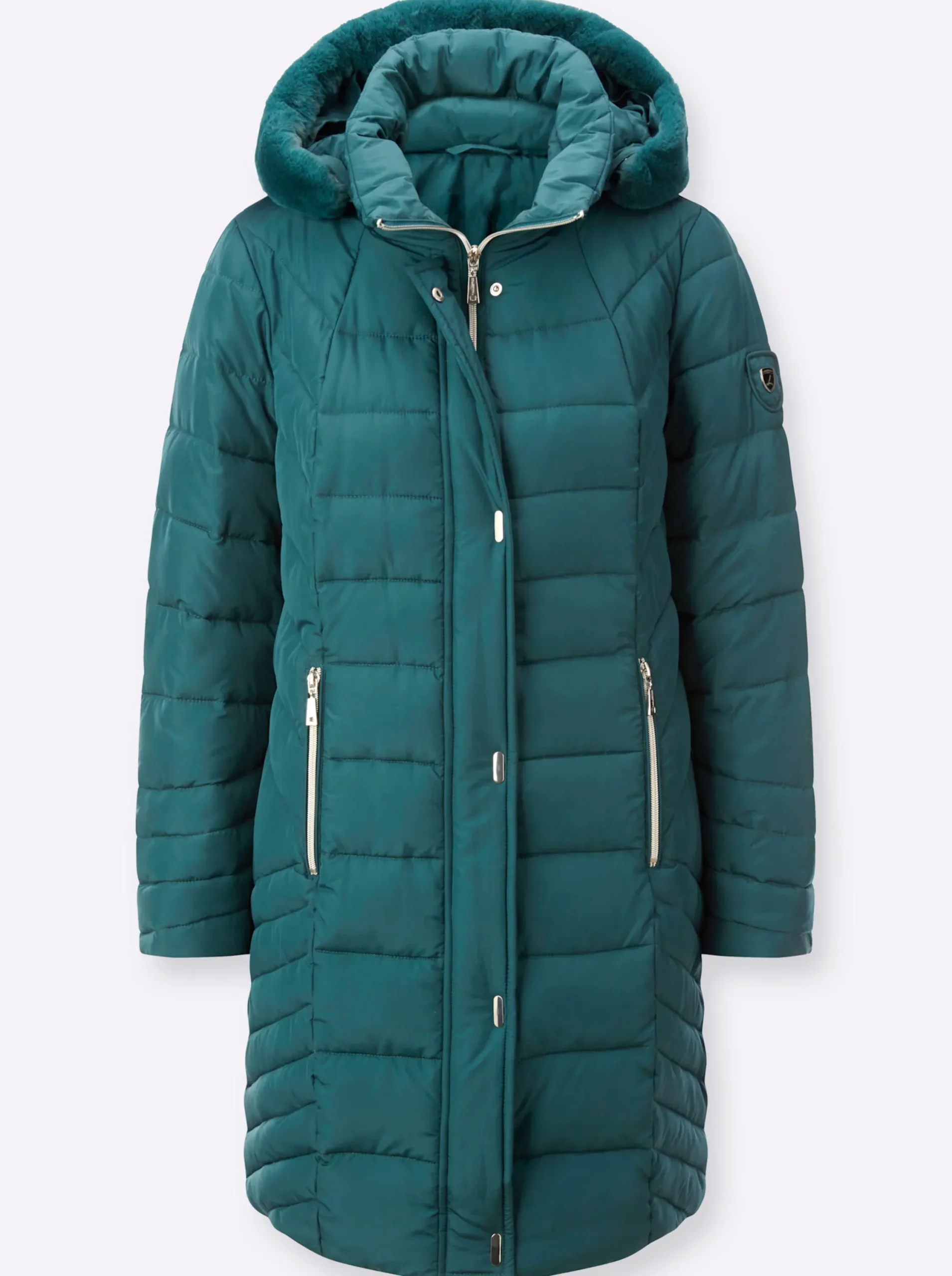 Jacken| Longjacke im Steppmuster-Mix petrol
