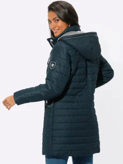 Jacken| Longjacke mit abnehmbarer Kapuze dunkelblau