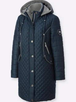 Jacken| Longjacke mit abnehmbarer Kapuze dunkelblau