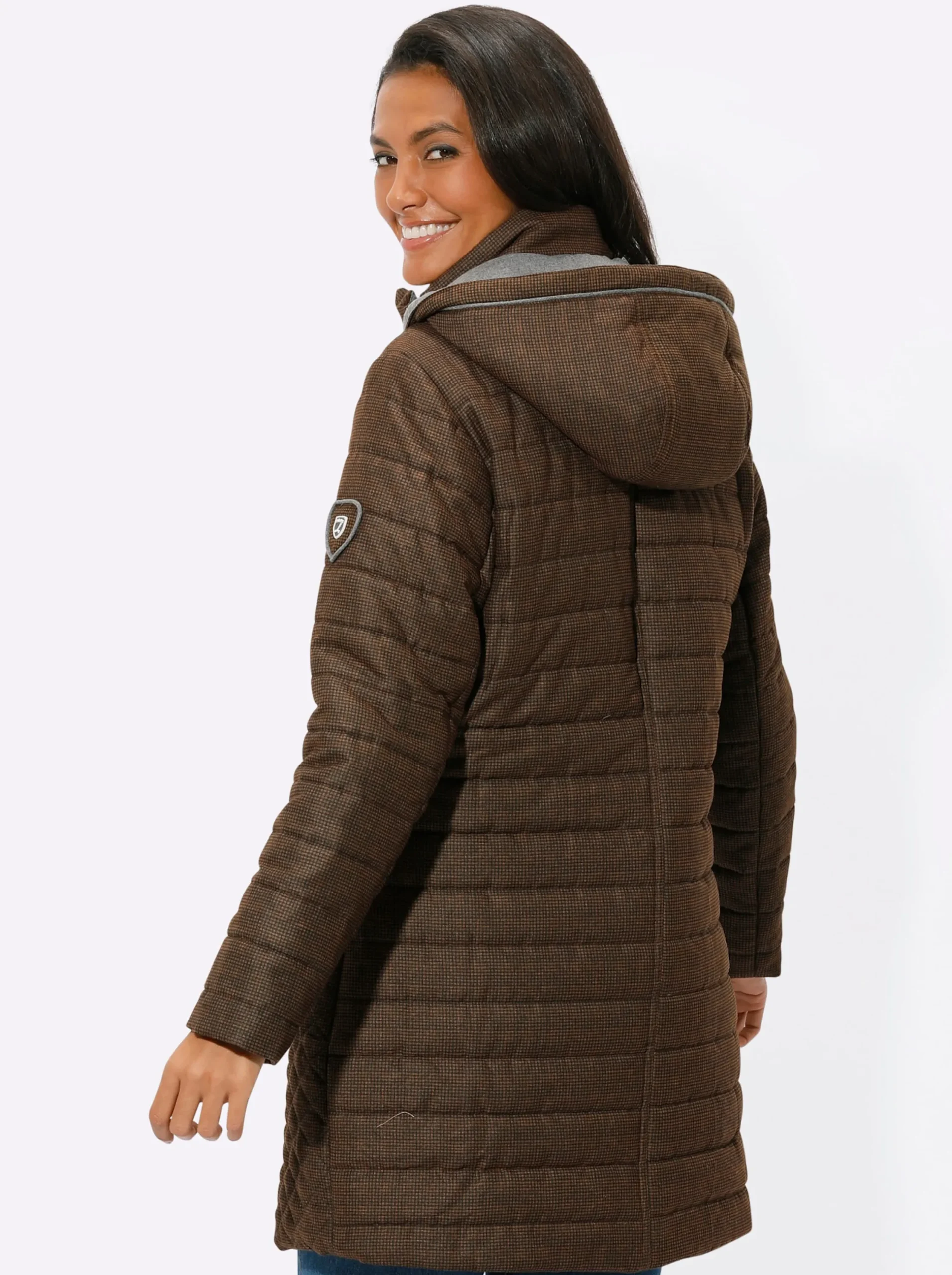 Jacken| Longjacke mit abnehmbarer Kapuze cognac