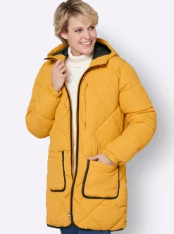 Jacken| Longjacke mit elastischen Bündchen ocker